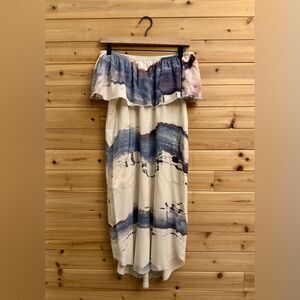 Go By GoSilk Anthropologie Size Small Abstract Watercolor Off The Shoulder Dress